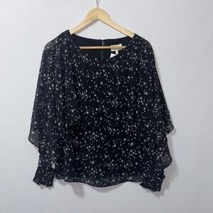 Laundry by shelli segal Black Sparkle Polka Dot women’s blouse size 6